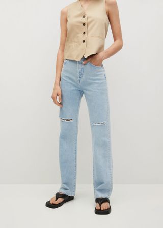 Mango + High Waist Straight Jeans