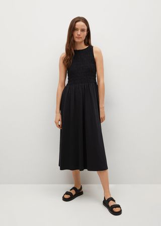 Mango + Ruched Midi Dress