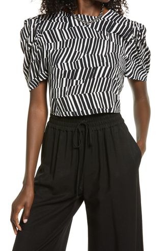 Open Edit + Twist Back Ruched Sleeve Top