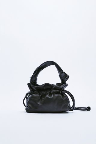 Zara + Mini Leather Bucket Bag