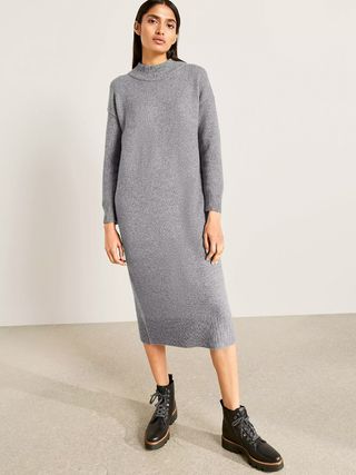 Kin + Knitted Midi Length Dress, Grey