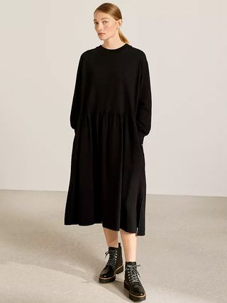 Kin + Long Sleeve Drop Waist Jersey Dress, Black