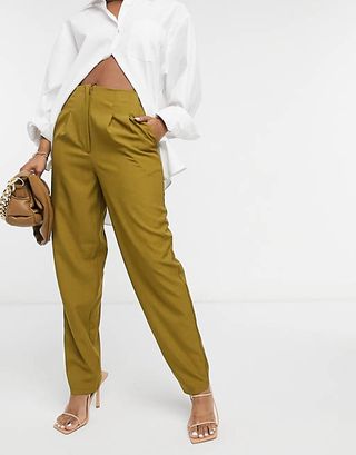 ASOS + Design Pleated Balloon Trouser in Olive