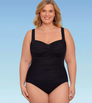 Miracle Brands + Slimming Control Ruched Front One Piece Swimsuit