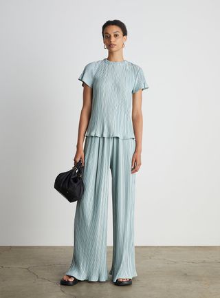 Who What Wear Collection + Paulina Pull-On Relaxed Pants in Light Blue