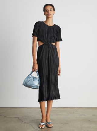 Who What Wear Collection + Drew Cutout Twist Midi Dress in Black