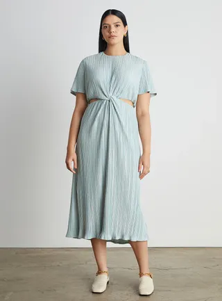 Who What Wear Collection + Drew Cutout Twist Midi Dress in Light Blue