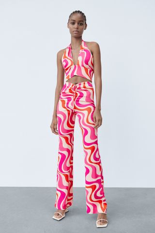 Zara + Flared Print Pants