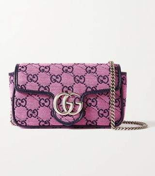 Gucci + GG Marmont Multicolour Super Mini Quilted Logo-Jacquard Shoulder Bag