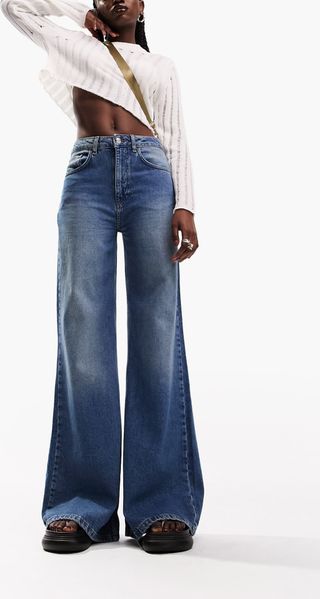 Asos Design + Lightweight Wide Leg Jeans