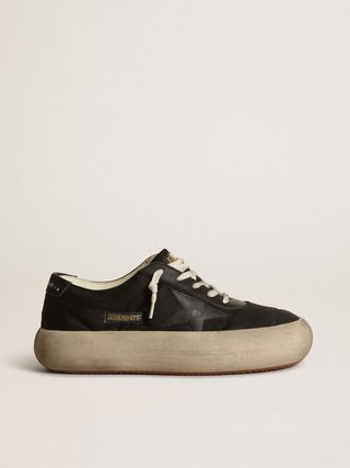 Golden Goose + Space-Star Shoes in Black Nylon With Black Leather Star and Heel Tab