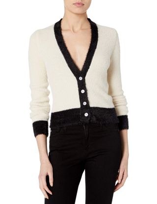 Astr the Label + V-Neck Long Sleeve Bi-Coastal Two Toned Cropped Button Up Cardigan