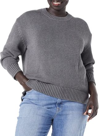 Daily Ritual + 100% Cotton Oversized Chunky Long-Sleeve Crew Pullover Sweater