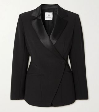 Anine Bing + Ade Double-Breasted Satin-Trimmed Crepe Blazer
