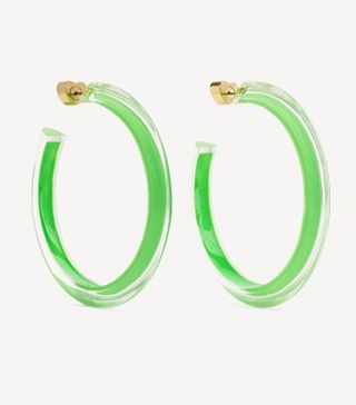 Alison Lou + Medium Jelly Lucite and Enamel Hoop Earrings