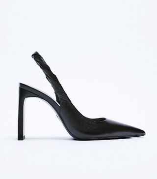 Zara + Leather Backless High Heel Shoes