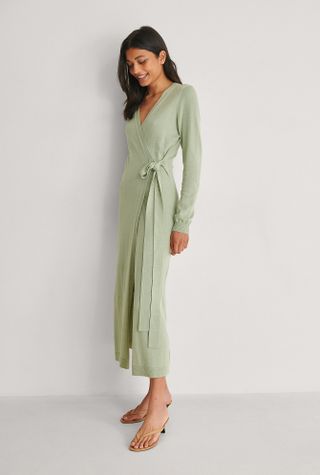 Na-kd + Knitted Robe Dress Green