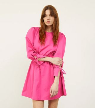 Aligne + Carly Open Tie Back Dress in Cosmo Pink