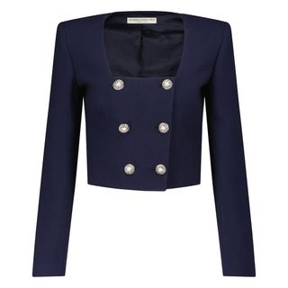 Alessandra Rich + Double Breasted Wool Blend Blazer
