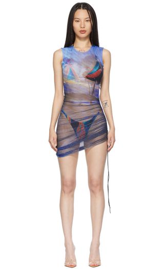 Louisa Ballou + Blue Heatwave Ruched Dress
