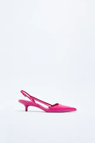 Zara + Slingback Leather Heels