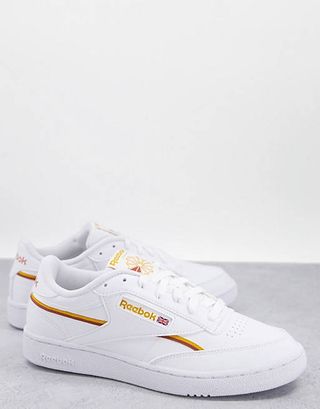 Reebok + Club C 85 Trainers in White and Yellow