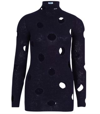 Prada + Turtleneck Sweater With Decorative Holes