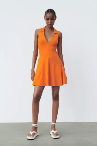 Zara + Lapel Collar Rib Dress