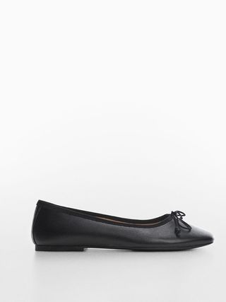 Mango + Bow Leather Ballerinas