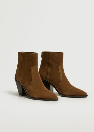 Mango + Leather Western Ankle Boots