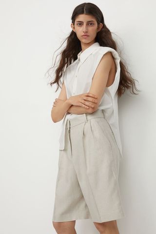 H&M + Knee-Length Linen-Blend Shorts