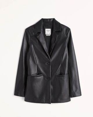 Abercrombie & Fitch + Vegan Leather Single-Breasted Blazer