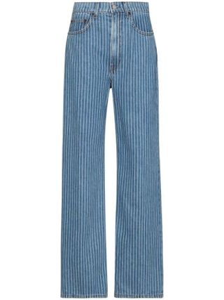 Reformation + Hailey Pinstripe Wide-Leg Jeans