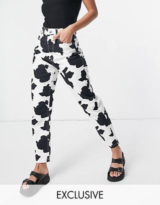 Reclaimed Vintage + Inspired the 91 Original Mom Jean in Cow Print