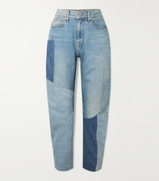 Veronica Beard + Charlie Patchwork High-Rise Tapered Jeans
