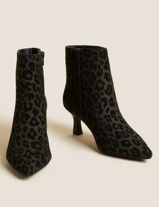 M&S Collection + Wide Fit Suede Kitten Heel Ankle Boots