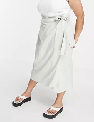 ASOS Design + Wrap Midaxi Skirt With Wrap Around Tie Detail