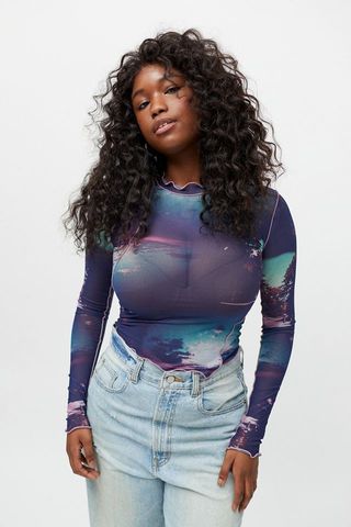 Urban Outfitters + Cairo Mesh Mock Neck Top