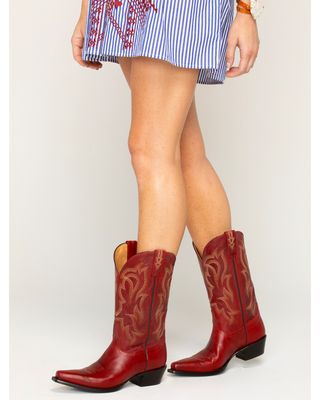 Boot Barn + Red Leather Snip Toe Western Boots
