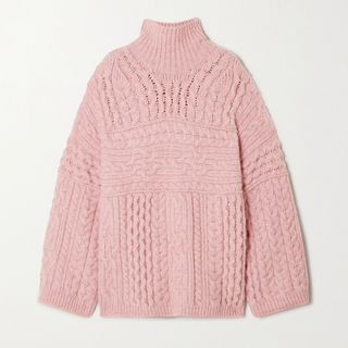 Nanushka + Raw Cable-Knit Turtleneck Sweater