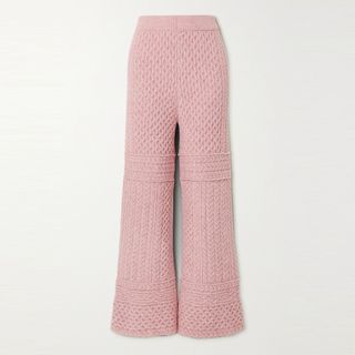 Nanushka + Fina Cable-Knit Wide-Leg Pants