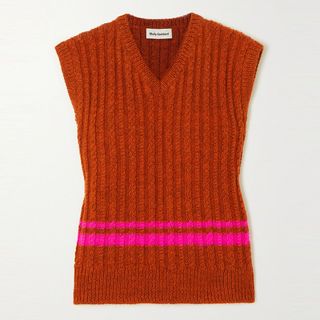 Molly Goddard + Vaughan Striped Cable-Knit Wool Tank