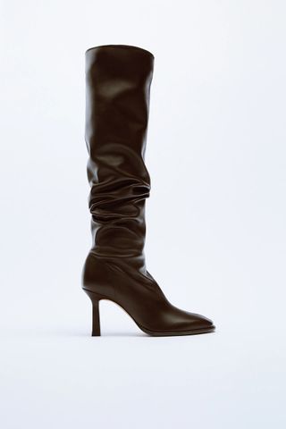 Zara + Tall Heeled Leather Boots