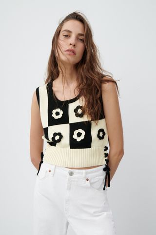 Zara + Side Band Crochet Top