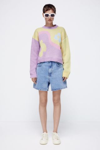 Zara + Floral Jacquard Sweater