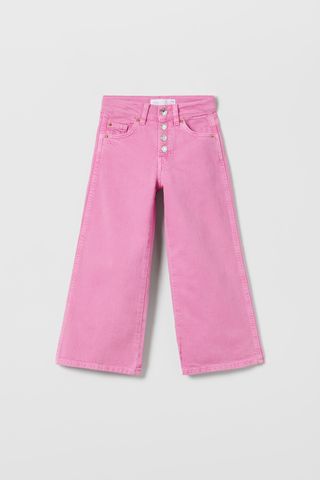 Zara + Wide Leg Solid Color Jeans