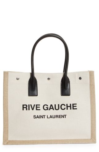 Saint Laurent + Rive Gauche Logo Canvas Tote