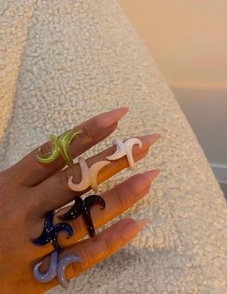 Berna Peci + The Glass Swirl Cuff Rings