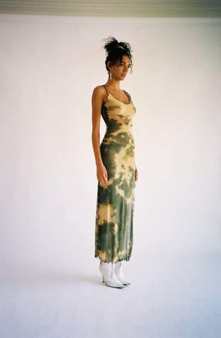 Olivia Ballard + Green Maxi Mesh Dress
