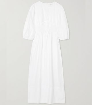 Caes + + NET SUSTAIN Shirred Lyocell and Cotton-Blend Poplin Maxi Dress